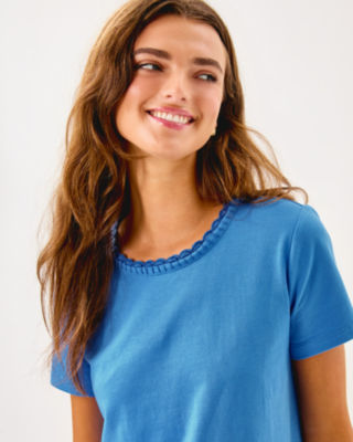 Clairmont Crochet Trimmed Knit Top, Sunwashed Blue, large image 3