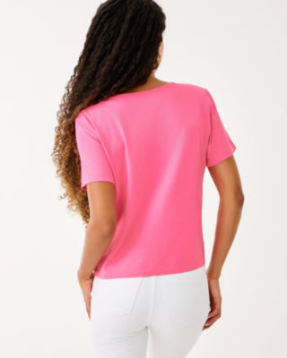 Clairmont Rhinestone Knit Top, Confetti Pink, large image 1