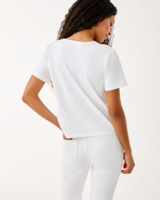 Clairmont Rhinestone Knit Top, Resort White, large image 1