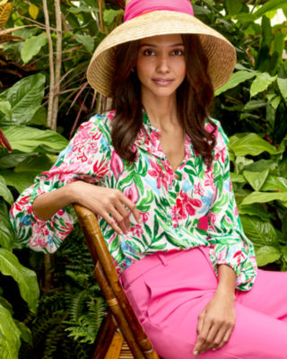 Japhia Long Sleeve Top, Multi Glowing Gardens, large