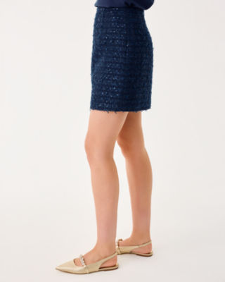 Kels Boucle Mini Skirt, Low Tide Navy After Party Lurex Boucle, large image 3