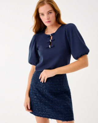 Kels Boucle Mini Skirt, Low Tide Navy After Party Lurex Boucle, large image 4