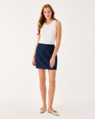 Kels Boucle Mini Skirt, Low Tide Navy After Party Lurex Boucle, large image 5