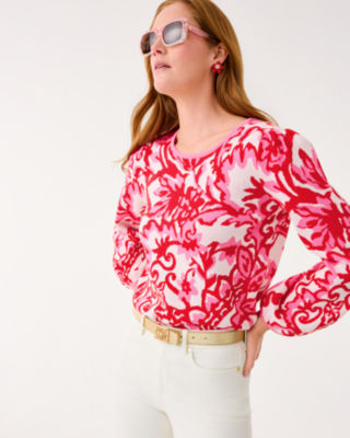 Veronita Sweater, Coconut Spicy Socialite Jacquard, large image 4