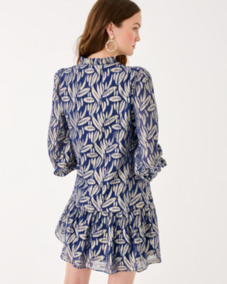 Lilly Pulitzer Evaline Silk Popover Dress In Blue