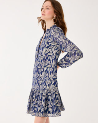 Lilly Pulitzer Evaline Silk Popover Dress In Blue