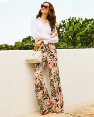 33" Polyanna High Rise Palazzo Pant, Rutabaga El Morocco, large