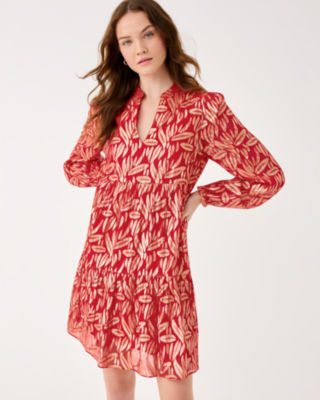 Lilly Pulitzer Cornellia Silk Dress In Red
