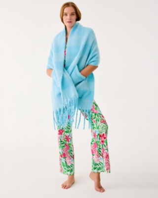 Camelia Fringe Wrap, Bellevue Blue X Hydra Blue, large image 1
