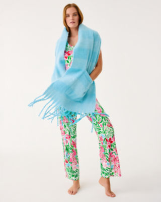 Camelia Fringe Wrap, Bellevue Blue X Hydra Blue, large image 2