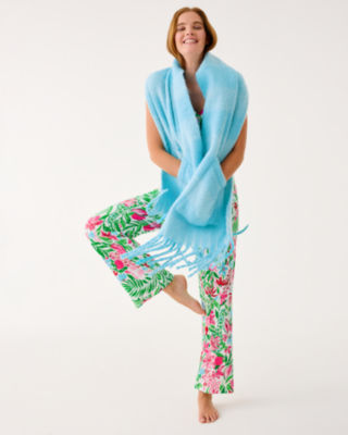 Camelia Fringe Wrap, Bellevue Blue X Hydra Blue, large image 3