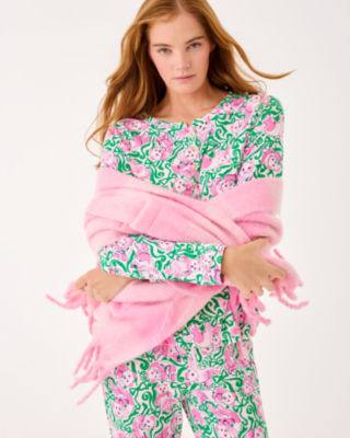 Camelia Fringe Wrap, Pink Quartz X Conch Shell Pink, large image 2