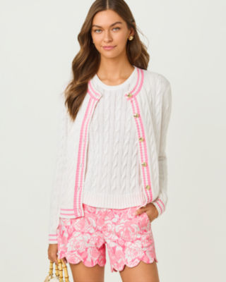 Brockton Crew Neck Cardigan, Resort White X Conch Shell Pink Tipping, large
