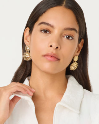 Sunny Hunny Statement Earrings, Gold Metallic, large image 3