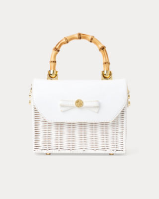 Teighen Bow Wicker Bag, Resort White, large