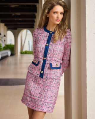 Jennifer Boucle Mini Skirt, Confetti Pink Eyelash Texture Boucle, large