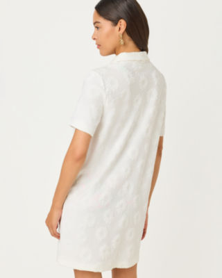 Brayton Short Sleeve Terry Cover-Up, Resort White Sunny Daisies Towel Terry, large image 2
