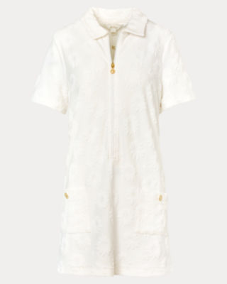 Brayton Short Sleeve Terry Cover-Up, Resort White Sunny Daisies Towel Terry, large image 6