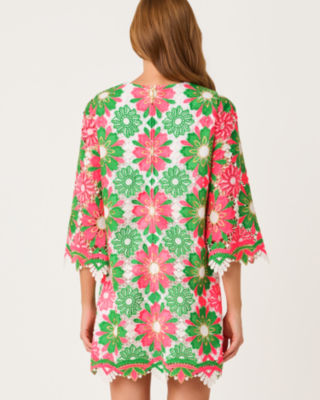 Jouri 3/4 Sleeve Lace Dress, Cherry Blossom Pink Sunshine Tile Lace, large image 2