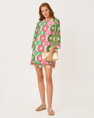 Jouri 3/4 Sleeve Lace Dress, Cherry Blossom Pink Sunshine Tile Lace, large image 4