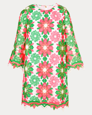 Jouri 3/4 Sleeve Lace Dress, Cherry Blossom Pink Sunshine Tile Lace, large image 6