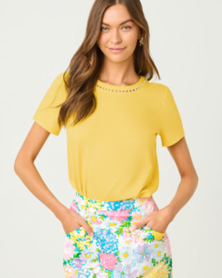 Clairmont Pearl Knit Top, Estelle Yellow, large