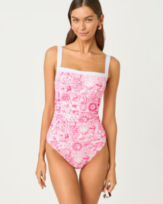 Keon One-Piece Swimsuit, Cherry Blossom Pink Lil Fleur De Lilly, large image 3