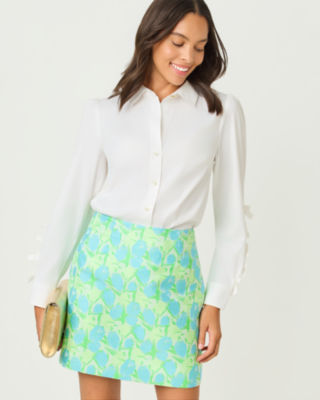 The Bow Lilly Shirt, Resort White, large