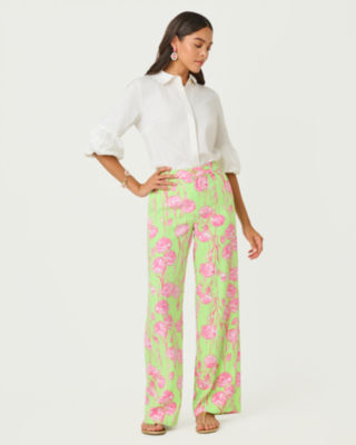 32" Katerini High Rise Palazzo Pant, Pistachio Macaron Alina, large