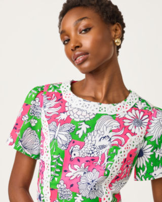 Salem Shift Romper, Cherry Blossom Pink Chicken Check, large image 4