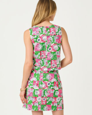 Annaleese Sleeveless Cropped Top, Cherry Blossom Pink Lil Chicken Check, large image 2