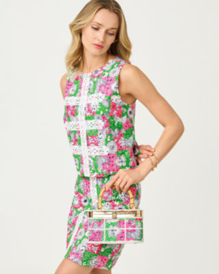 Annaleese Sleeveless Cropped Top, Cherry Blossom Pink Lil Chicken Check, large image 3