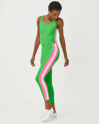 UPF 50+ Luxletic 24" Weekender High Rise Midi Legging, Putting Green Colorblock Stripe, large