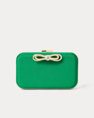 Jessy Bow Hard Clutch, Bamboo Green, large