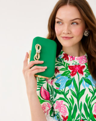 Jessy Bow Hard Clutch, Bamboo Green, large image 1