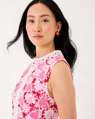 Cleodora Stretch Shift Dress, Coconut Dear Heart, large image 4