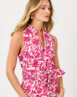 Tazie Jacquard Dress, Sun Shell Pink Sunseeker Jacquard, large image 2