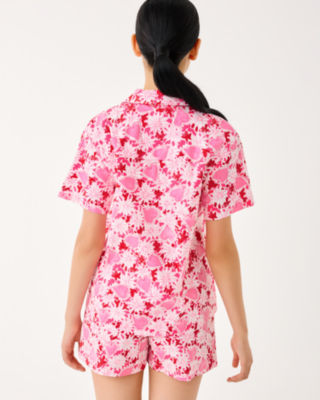 Mari Pajama Button-Up Top, Coconut Dear Heart, large image 1