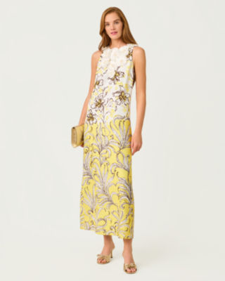 Harkley Maxi Dress, Estelle Yellow Bumbley Buzz Engineered Woven Maxi, large