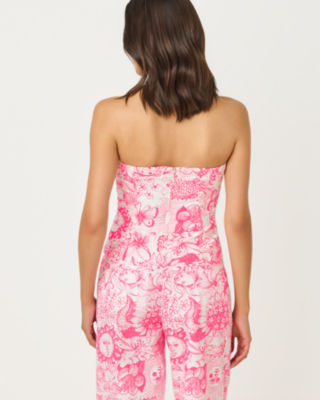 Parni Strapless Cropped Top, Cherry Blossom Pink Fleur De Lilly, large image 2