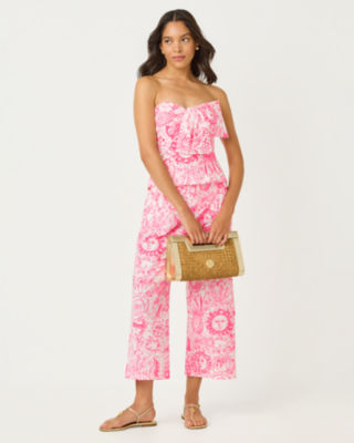 Parni Strapless Cropped Top, Cherry Blossom Pink Fleur De Lilly, large image 4