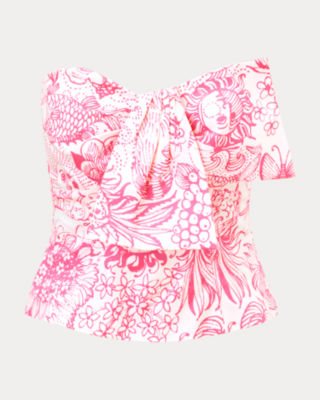 Parni Strapless Cropped Top, Cherry Blossom Pink Fleur De Lilly, large image 6