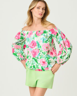 Siloe Off-the-Shoulder Top, Multi Poppy Party, large