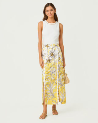 Bradley Maxi Skirt, Estelle Yellow Bumbley Buzz Overlay Engineered Skirt, large
