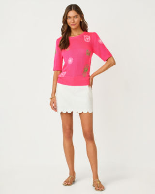 Orton Embroidered Sweater, Cherry Blossom Pink Fleur Embroidery, large image 3