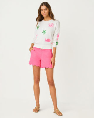 Tensley Embroidered Sweater, Resort White Fleur De Lilly Embroidery, large image 3