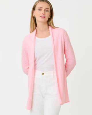 Faretta Long Length Cardigan, Pink Muse, large