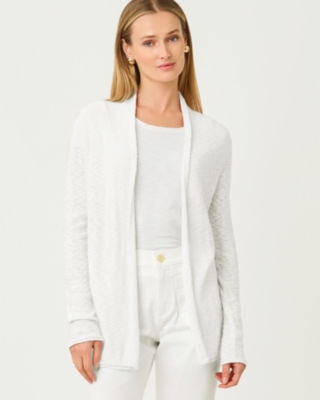 Faretta Long Length Cardigan, Resort White, large