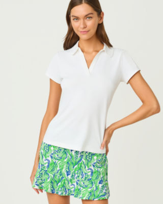 UPF 50+ Luxletic Frida Scallop Polo, Resort White, large