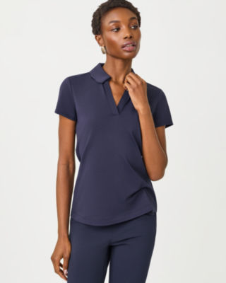 UPF 50+ Luxletic Frida Scallop Polo, True Navy, large